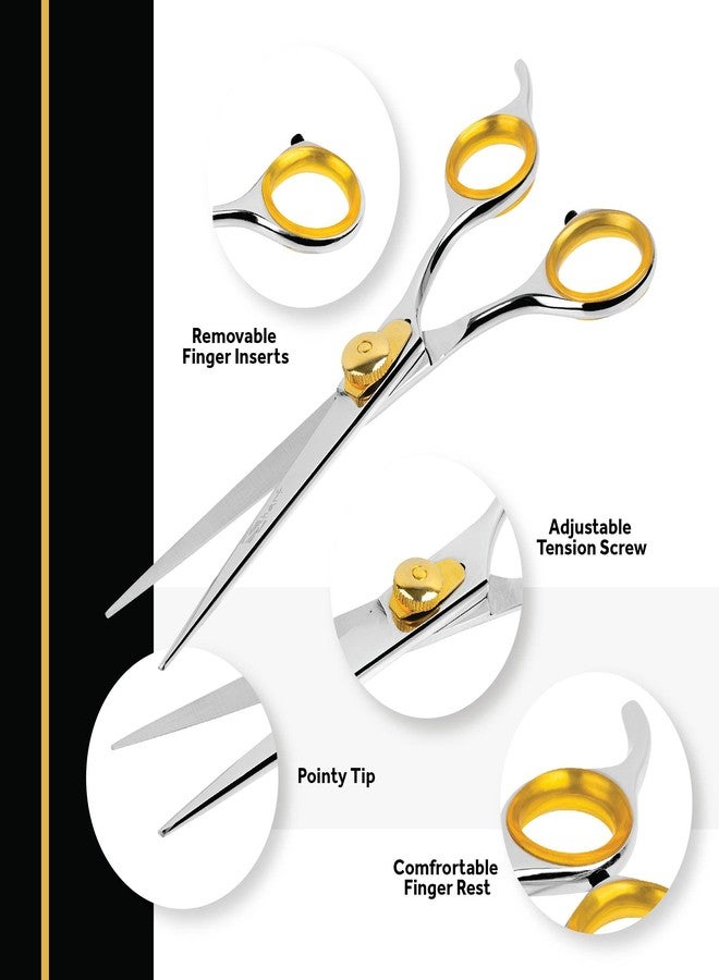 Sharf Gold Touch Pet Grooming Shear | Straight Cat & Dog Grooming Scissors | 6.5 Inch | 440c Japanese Stainless Steel Pet Dog Shearing Scissors | Animal Shears with Removable Comfort Rings - Image 2